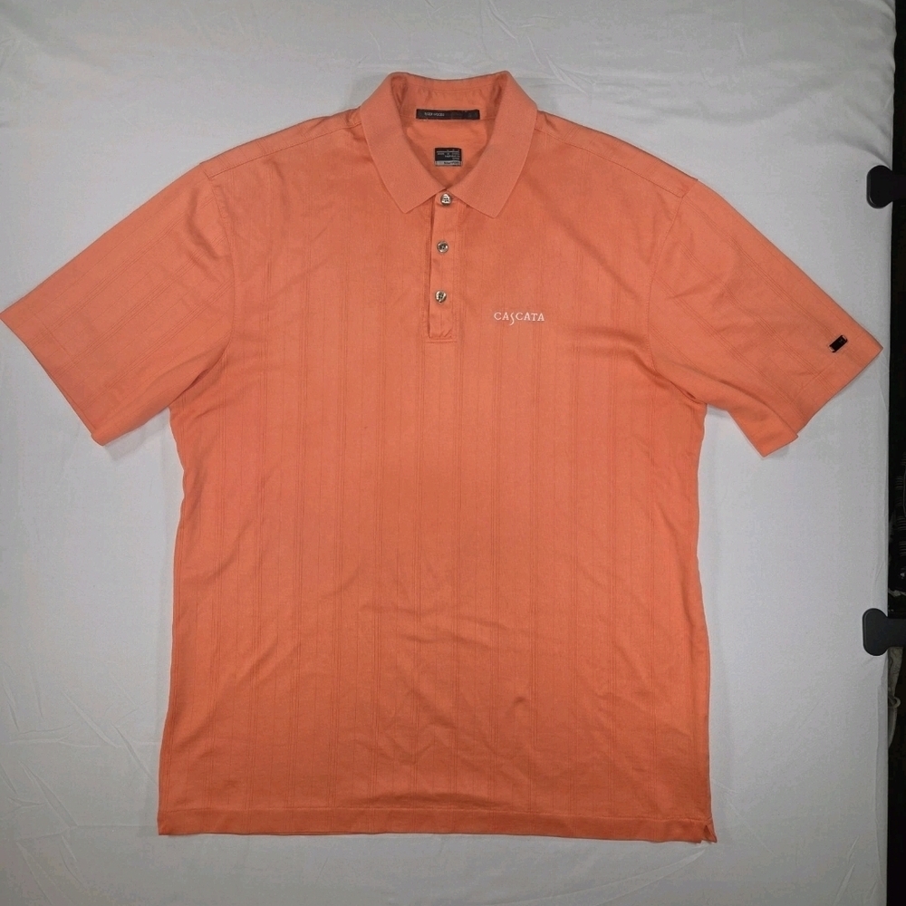 Nike Dri Fit Tiger Woods Collection Men's Large Drop Needle Coral Polo Shirt